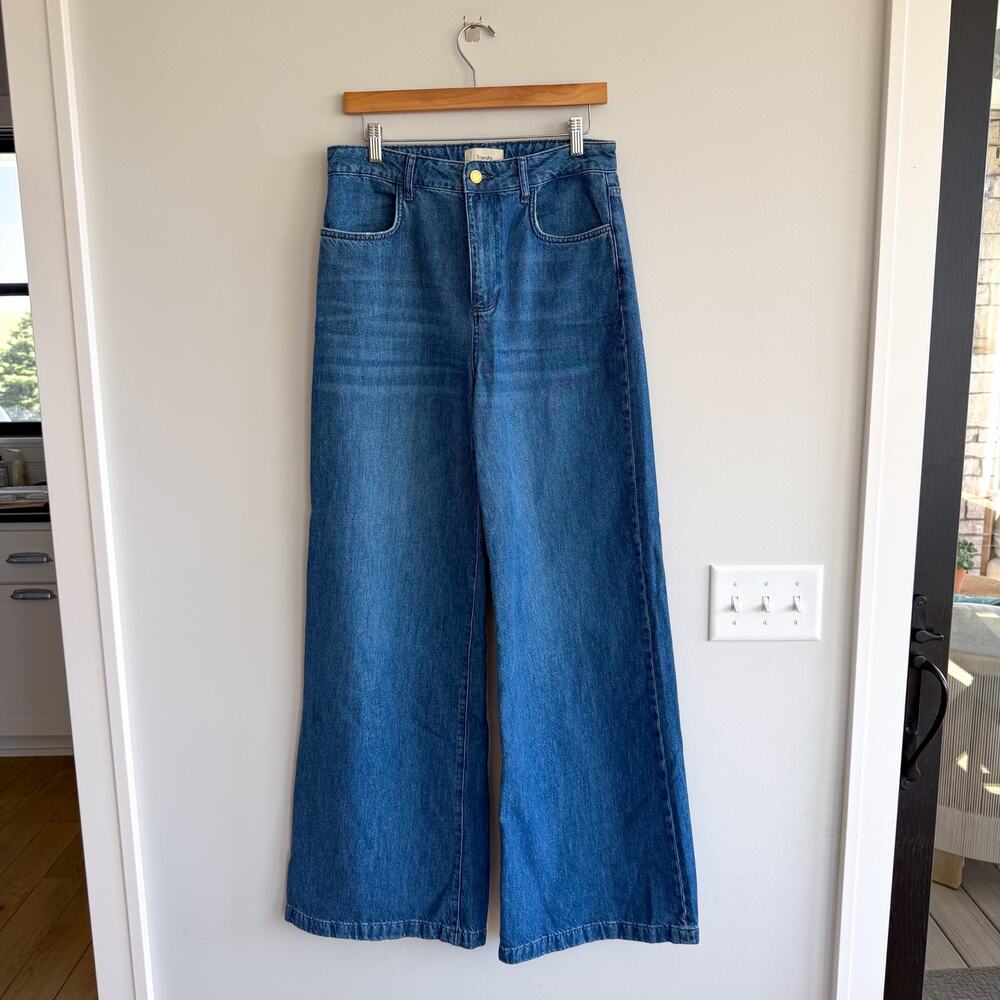 Triarchy Organic Cotton Denim Ms Fonda High Rise Wide Leg Jeans Blue 29 - Picture 3 of 13